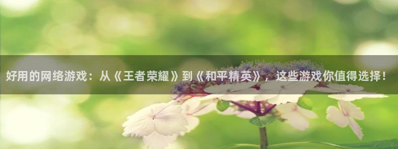 鼎点娱乐什么意思：好用的网络游戏：从《王者荣耀》到《和平精英